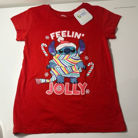 Stitch feeling Jolly kids T-shirt red size 7-8 nwt - Picture 2 of 5